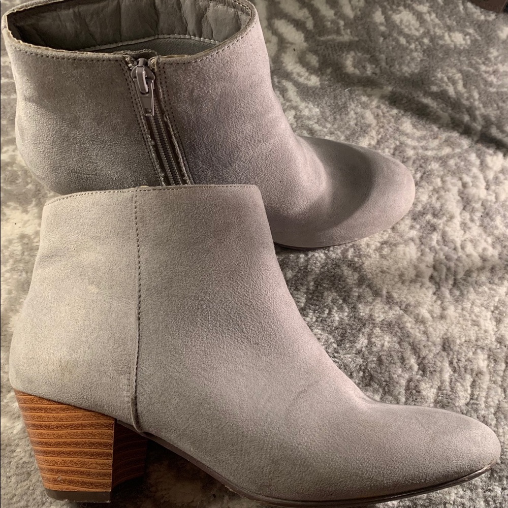 Grey JustFab booties.